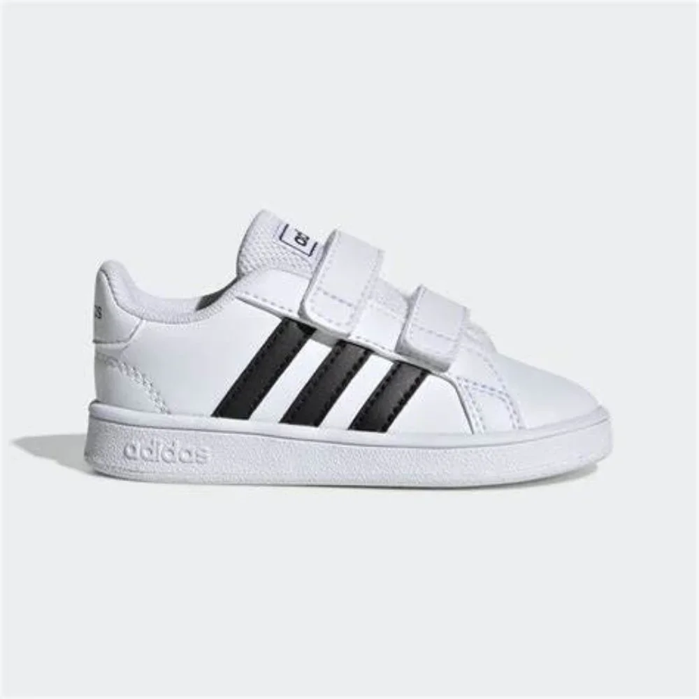 BRAND NEW ADIDAS GRAND COURT VELCRO BLACK AND WHITE SHOES BABY SIZE 6